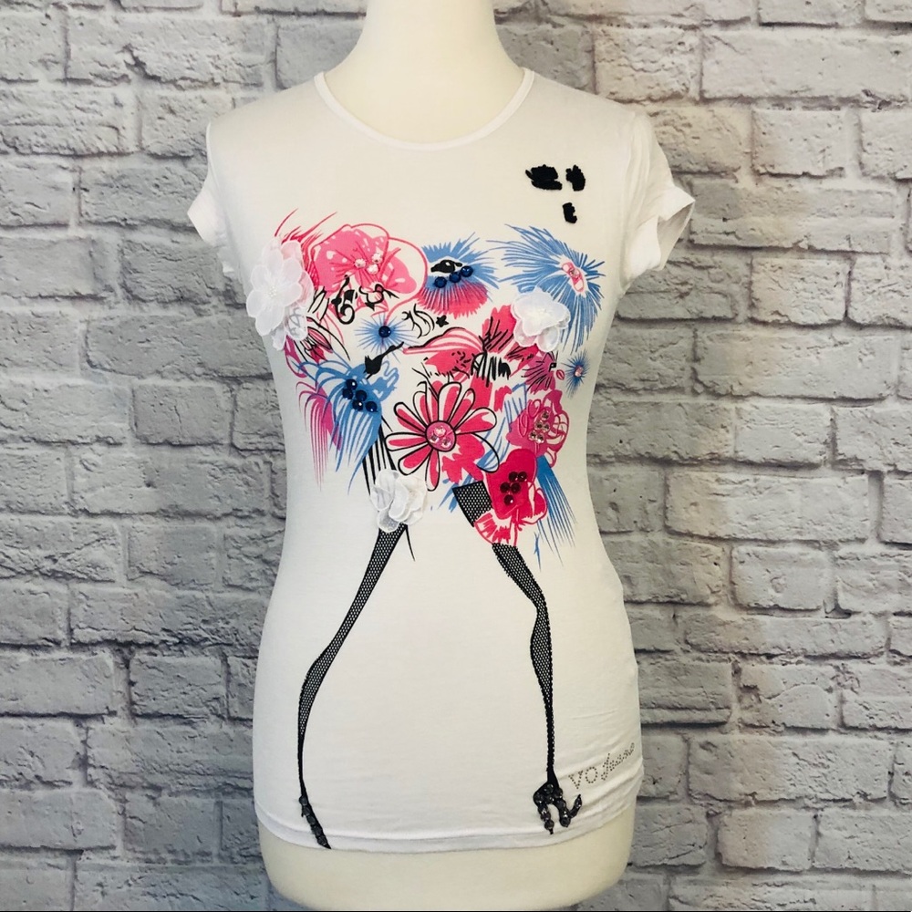 VO Jeans | Embellished Can Can Print Rhinestones